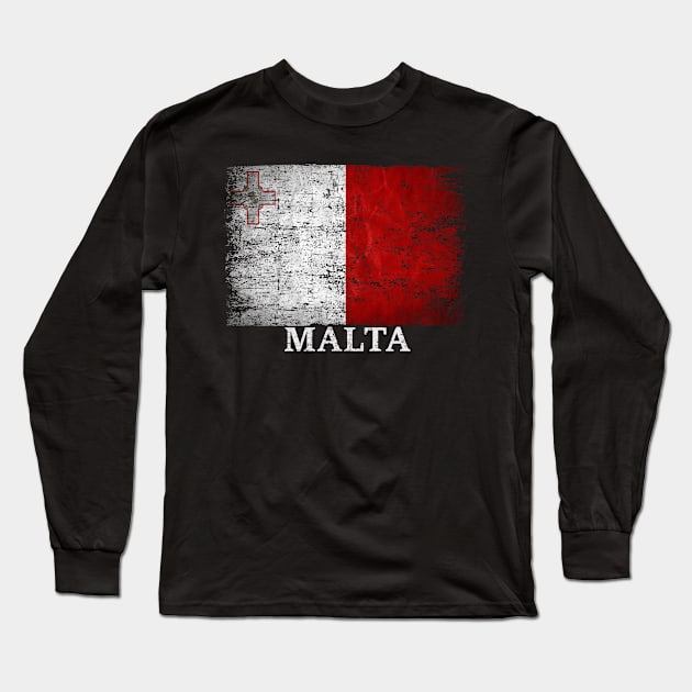 Malta Flag Gift Women Men Children Malta Vintage Long Sleeve T-Shirt by Henry jonh